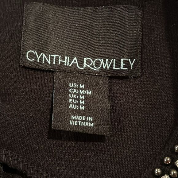 Cynthia Rowley Black Rhinestone Sleeveless Top Size Medium - Picture 6 of 9